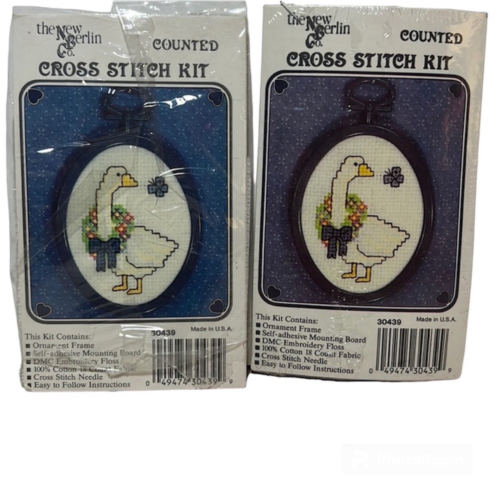 Christmas mini Cross Stitch Kits with frames 2 sets of Geese GM